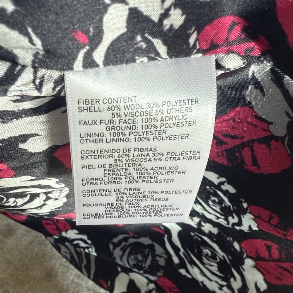 Betsey Johnson Black Corset Trench Coat with Floral Lining - Picture 7 of 7